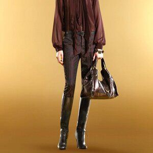 Gucci AW/12 Burgundy Floral-Jacquard Holiday Pants